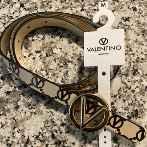 VALENTINO BY MARIO VALENTINO Monogram Logo Leather Belt Size M NWT